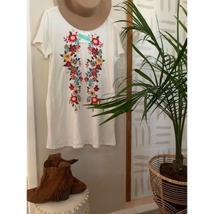 White embroidered floral dress